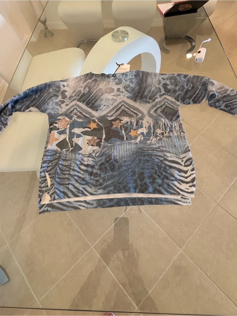 Made in Italy Shimmery Blue Knit Top - Picture 5 of 10